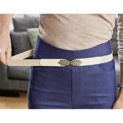 Stretch-Gürtel navy + taupe