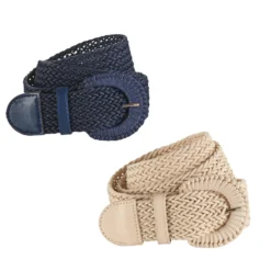 Stretch-Gürtel sand + navy 2er-Set