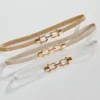 Stretch-Gürtel weiß, beige, goldfarben 3er-Set
