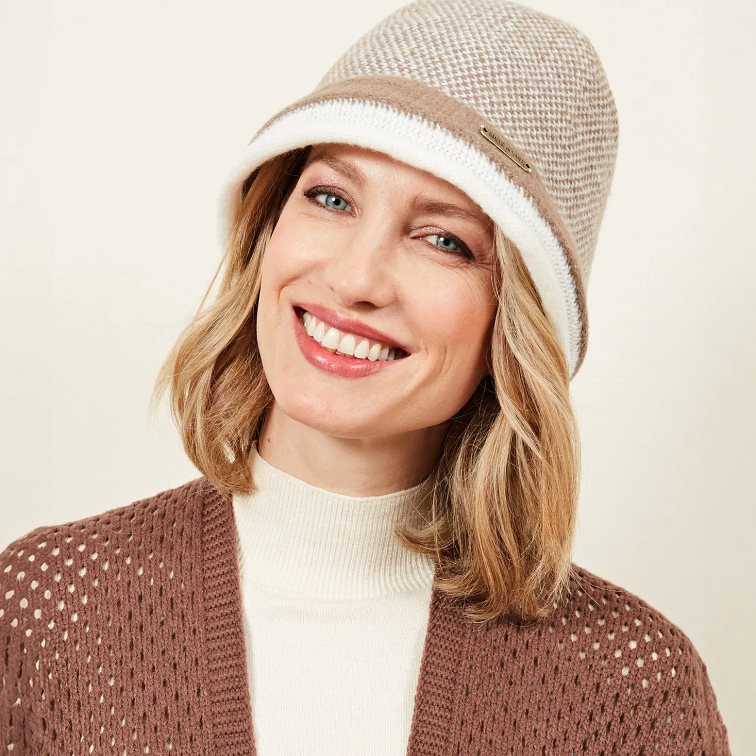 Strickhut beige Amélie di Santi