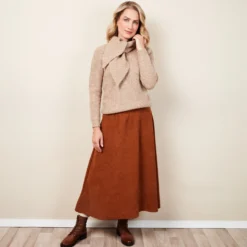 Strickpullover mit Schalkragen beige