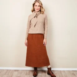 Strickpullover mit Schalkragen beige