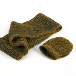 Strickset Mütze & Schal "Alpaka" cognac