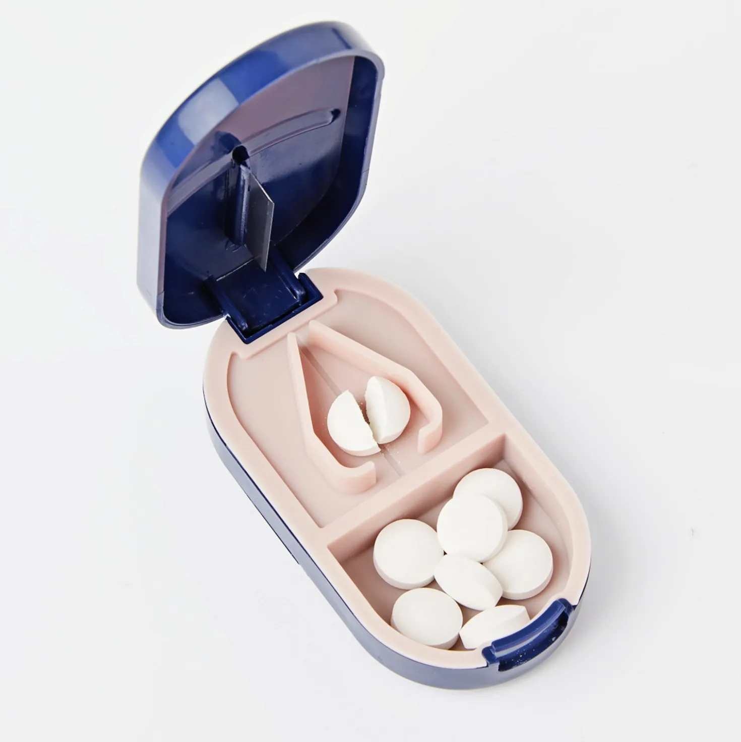 Tablettenschneider mit Aufbewahrungsbox navy