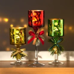 Teelichthalter Glas-Kelch rubinrot Eldo