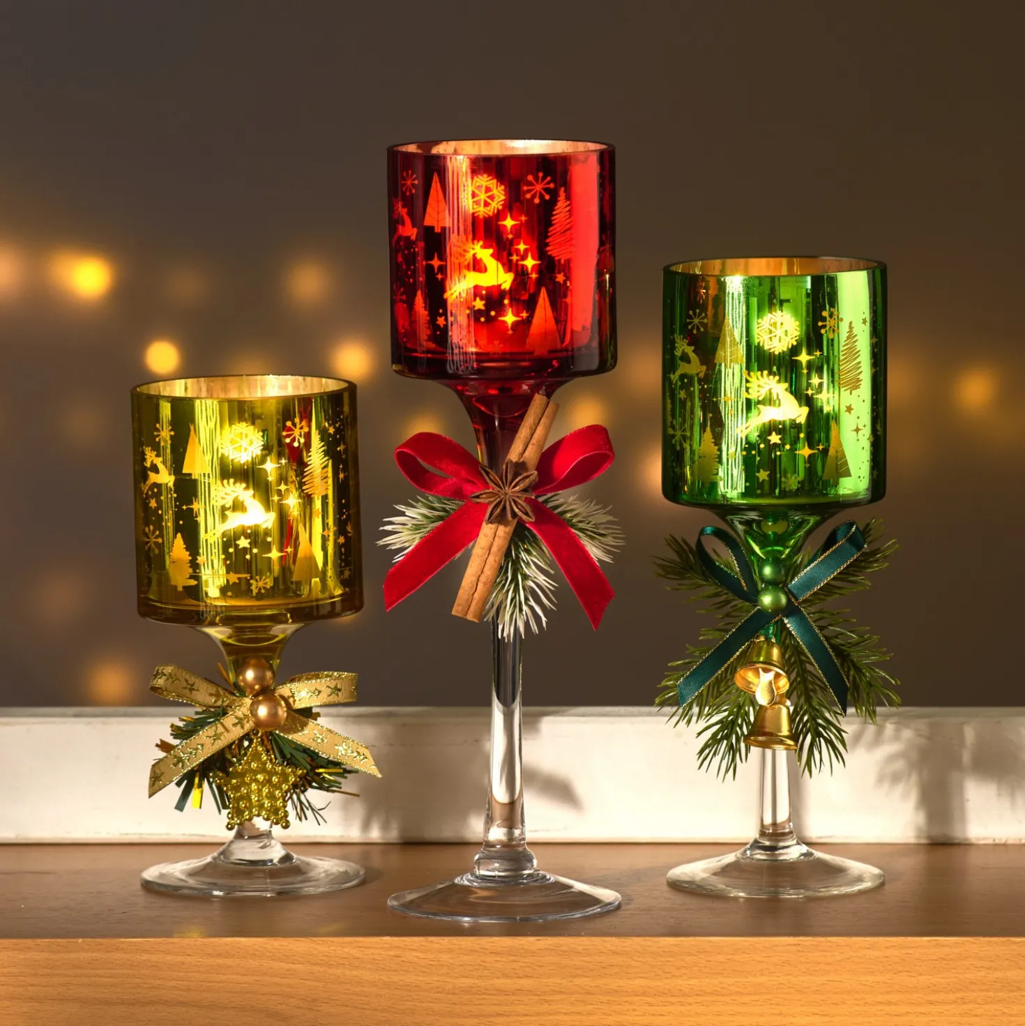 Teelichthalter Glas-Kelch rubinrot Eldo