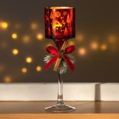 Teelichthalter Glas-Kelch rubinrot Eldo