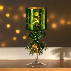 Teelichthalter Glas-Kelch smaragdgrün Eldo