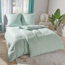 Tencel Bettwäsche grün mit Kühleffekt 3-tlg.: Bettbezug, Kissenbezug + Bettlaken Eldo
