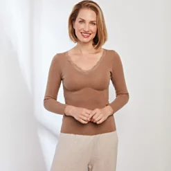 Thermo-Shirt mit BH taupe