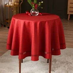 Tischdecke "Blätterranken" Ø 140 cm rot Eldo
