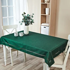 Tischdecke "Blätterranken" dunkelgrün Eldo 130x160 cm