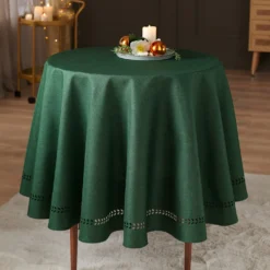 Tischdecke "Blätterranken" dunkelgrün Eldo Ø 140cm
