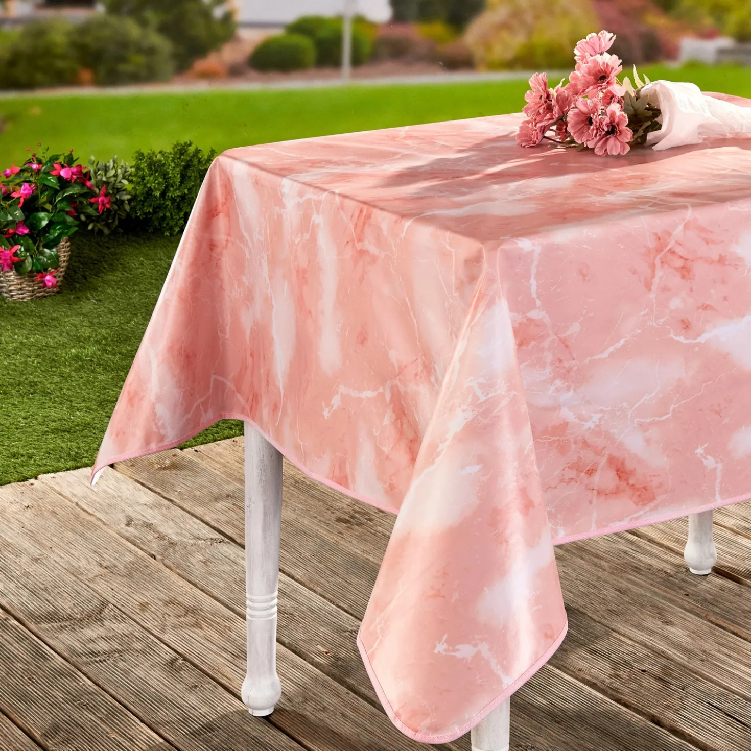 Tischdecke "Marmor" rosa, 140 x 180 cm