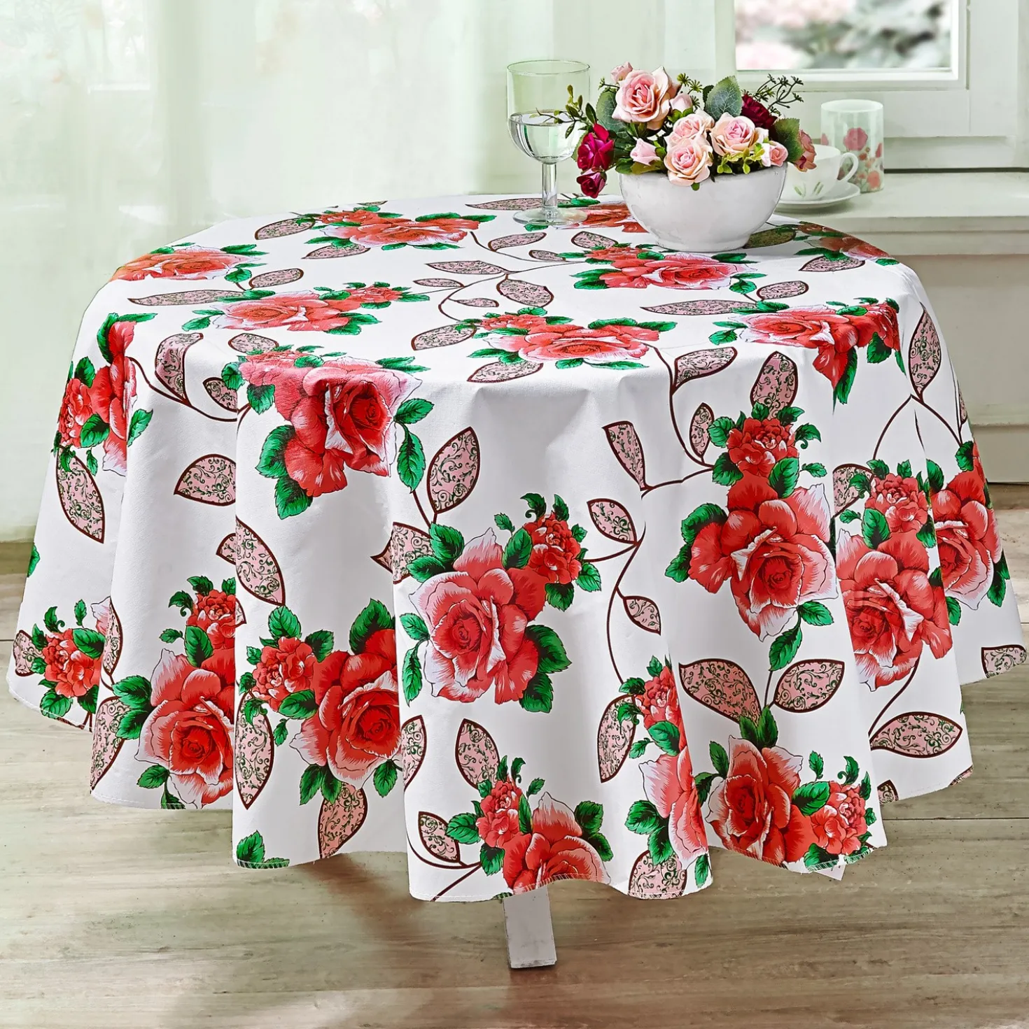 Tischdecke "Rosen", Ø 140 cm