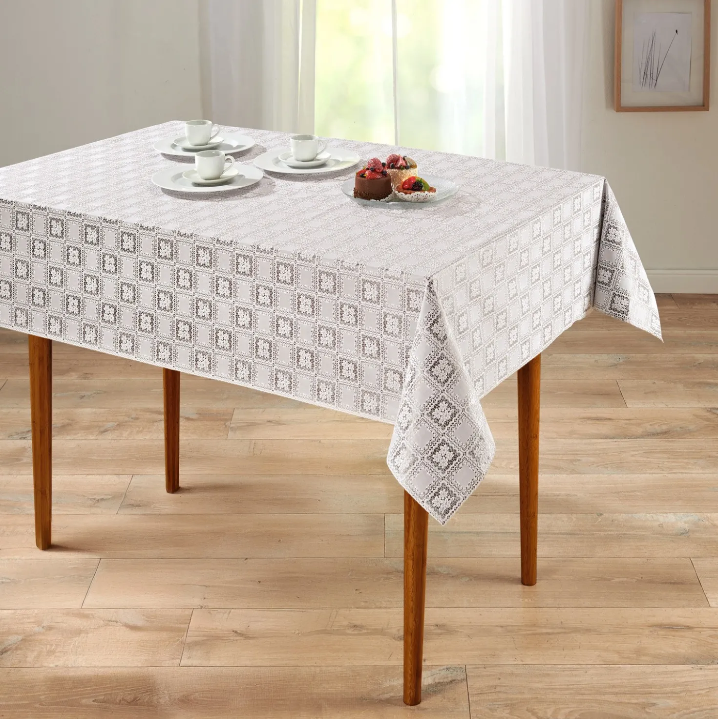 Tischdecke "Spitze" abwaschbar 175 x 135 cm Eldo