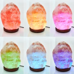 Tischlampe Salzkristall Himalaya mit Farbwechsel