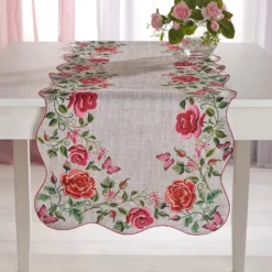 Tischläufer "Rosen" mit Languettenrand 40 x 140 cm Eldo