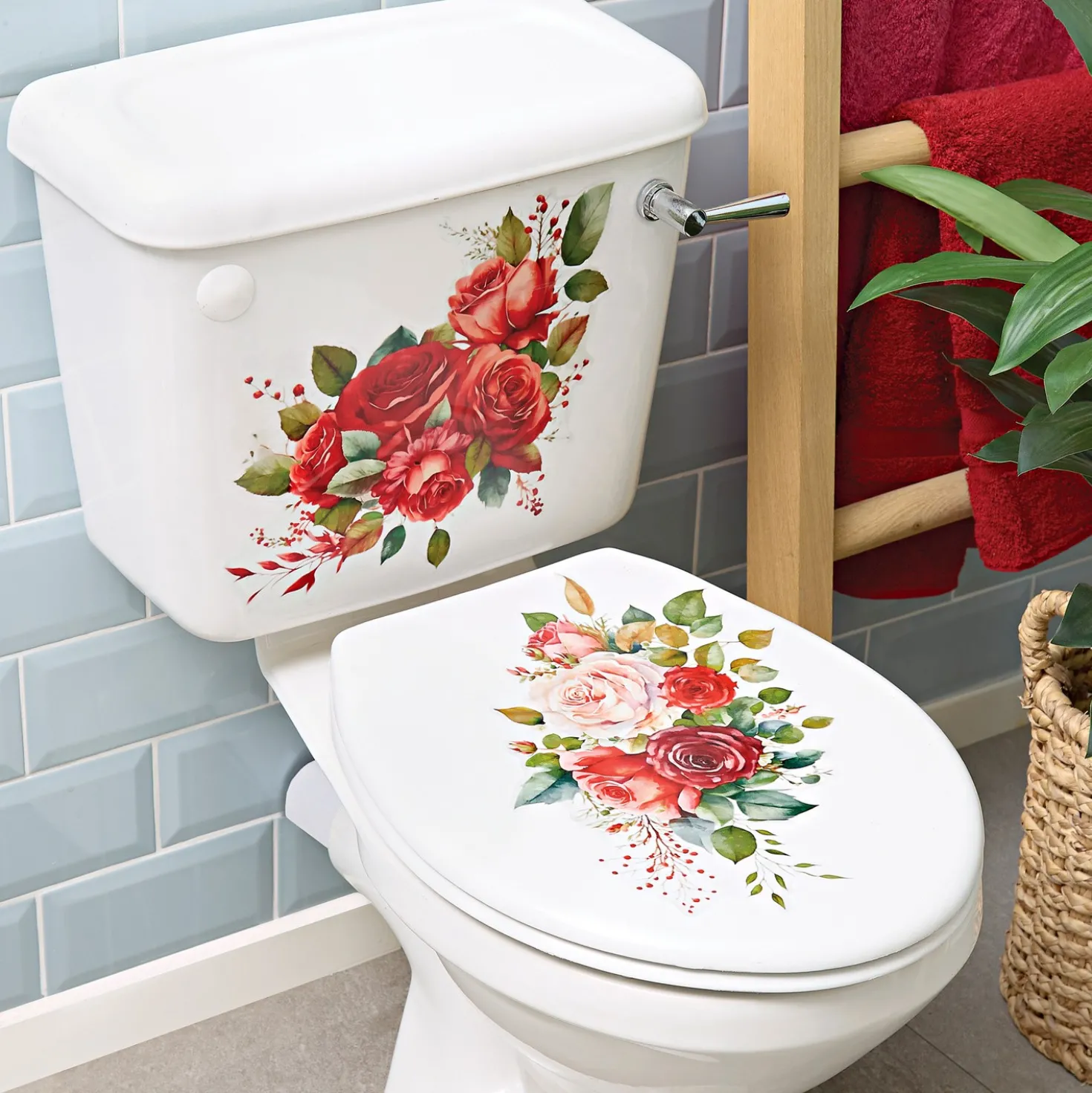 Toiletten-Aufkleber-Set Rosen
