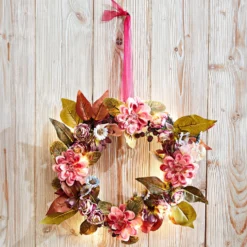 Türdeko Rattan-Kranz mit Blüten Eldo