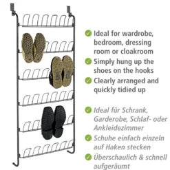 Türregal für Schuhe Schwarz WENKO