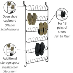 Türregal für Schuhe Schwarz WENKO