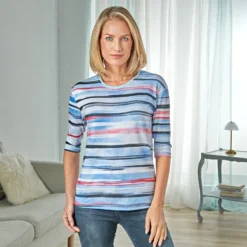 T-Shirts uni-hellblau + geringelt 2er-Set