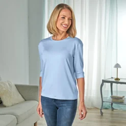 T-Shirts uni-hellblau + geringelt 2er-Set