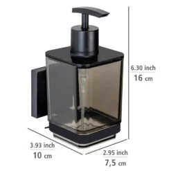 Vacuum-Loc® Seifenspender „Quadro“, schwarz, Edelstahl/Kunststoff WENKO