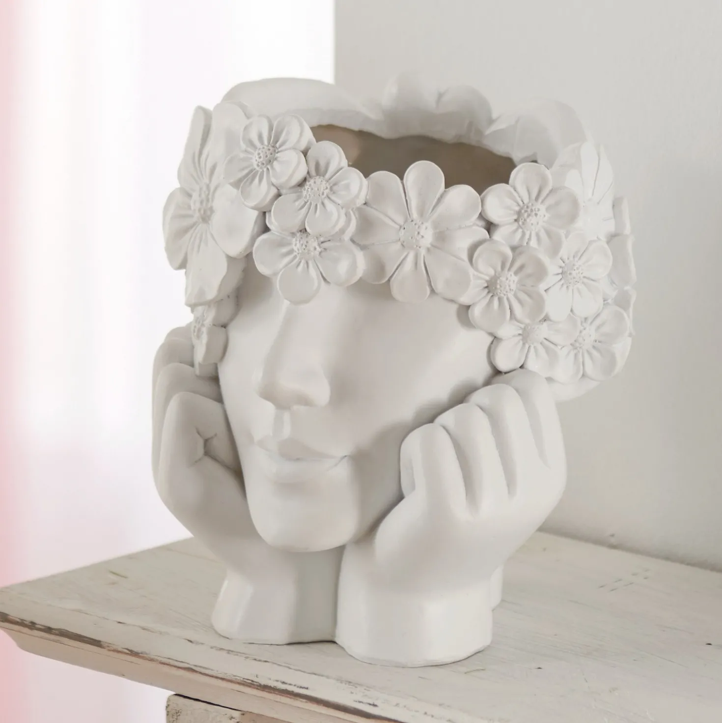 Vase "Gesicht" aus Polyresin