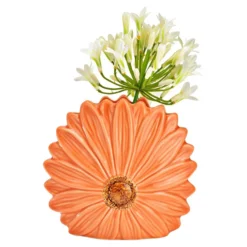 Vase in Blütenform aus Keramik Apricot