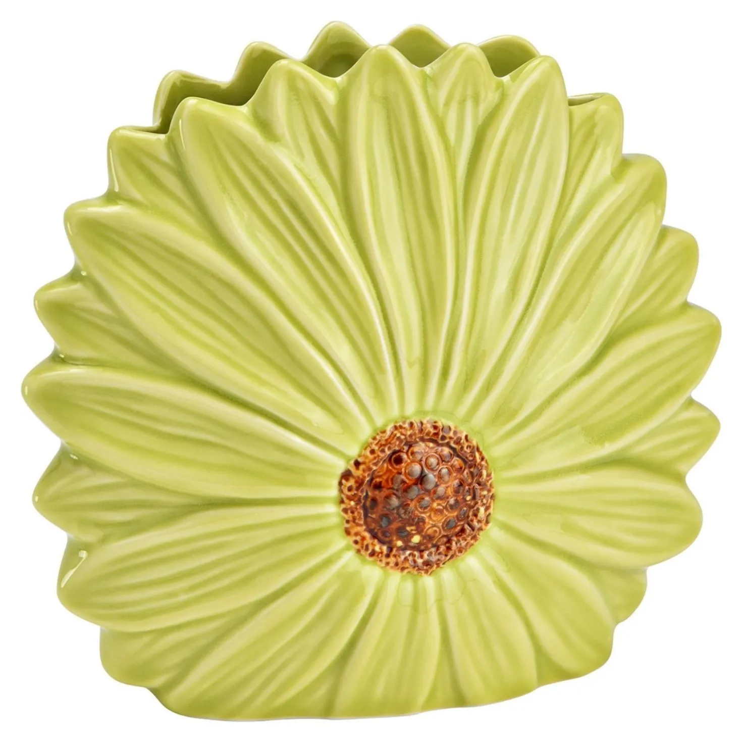 Vase in Blütenform aus Keramik Grün