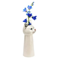 Vase Katzenkopf aus Keramik Weiß