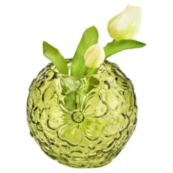 Vase mit Blumendekor grün 13 cm Höhe