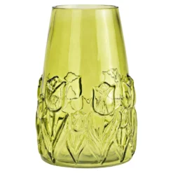 Vase mit Blumendekor grün 22 cm Höhe