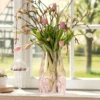 Vase mit Blumendekor pink/rosa 22 cm Höhe