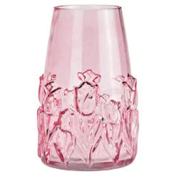 Vase mit Blumendekor pink/rosa 22 cm Höhe