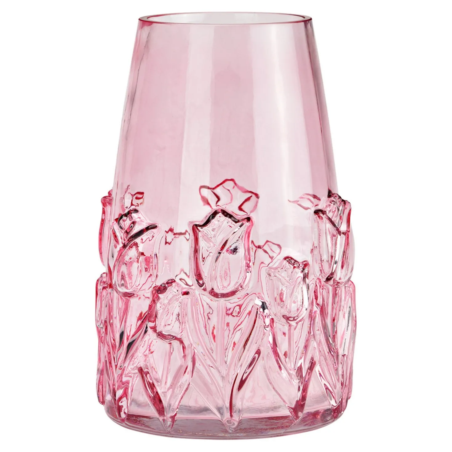 Vase mit Blumendekor pink/rosa 22 cm Höhe