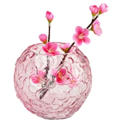 Vase mit Blumendekor rosa 13 cm Höhe