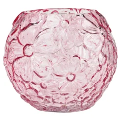 Vase mit Blumendekor rosa 16 cm Höhe