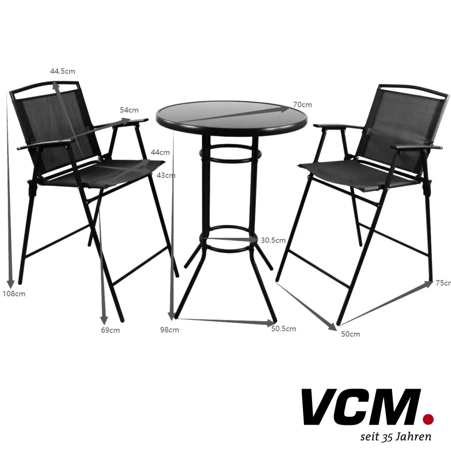 VCM Bartischset "Garlos" 3tlg. Schwarz