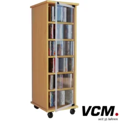 VCM CD/DVD-Turm "Valenza" drehbar für 300 CDs Buche
