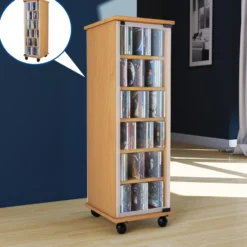 VCM CD/DVD-Turm "Valenza" drehbar für 300 CDs Buche