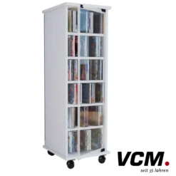 VCM CD/DVD-Turm "Valenza" drehbar für 300 CDs Weiß