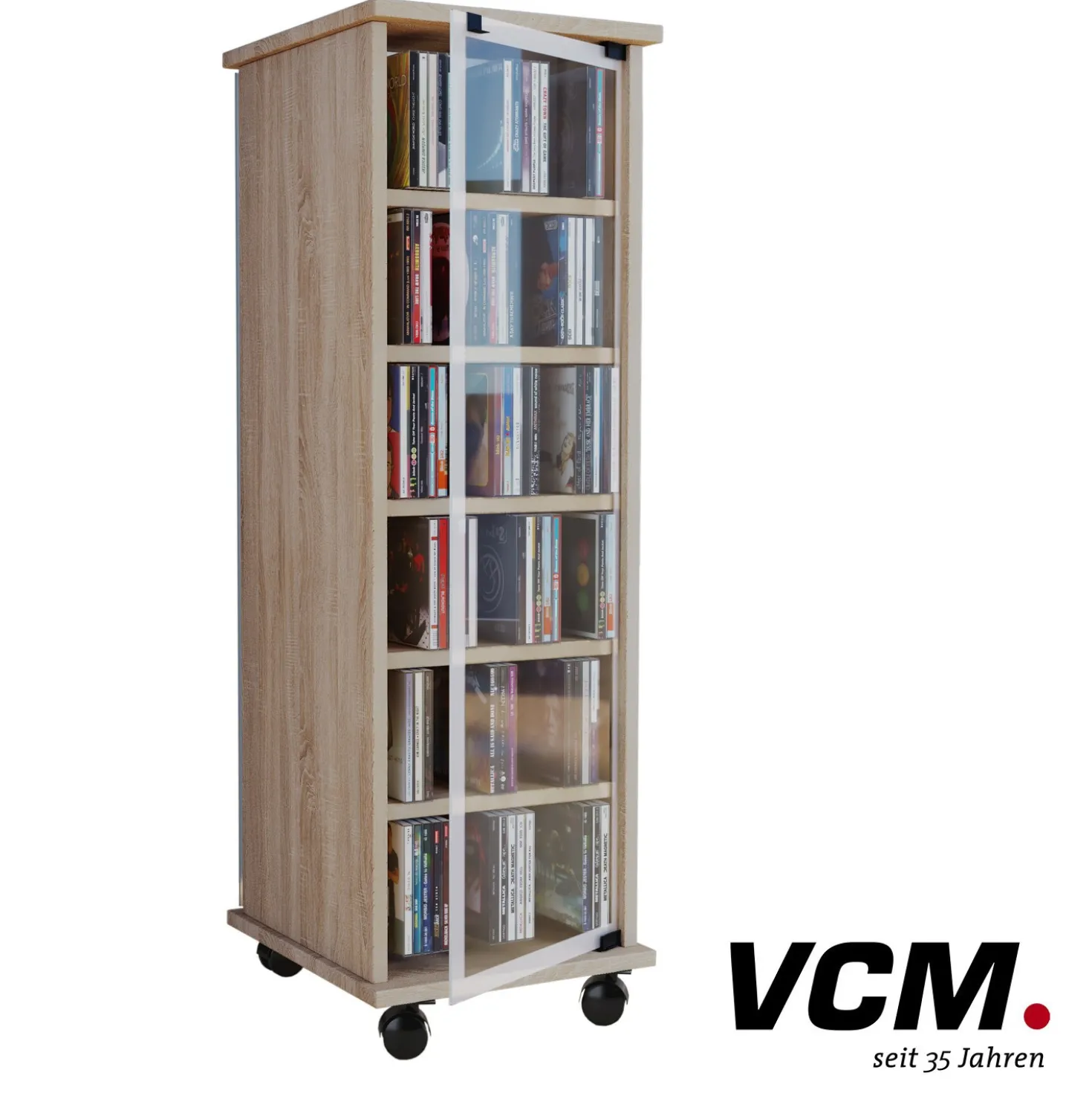 VCM CD/DVD-Turm "Valenza" drehbar für 300 CDs Sonoma-Eiche