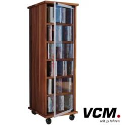 VCM CD/DVD-Turm "Valenza" drehbar für 300 CDs Kern-Nussbaum