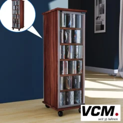 VCM CD/DVD-Turm "Valenza" drehbar für 300 CDs Kern-Nussbaum