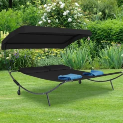 VCM Doppelliege Gartenliege "Bindox" Schwarz