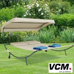 VCM Doppelliege Gartenliege "Bindox" Creme