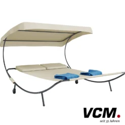 VCM Doppelliege Gartenliege "Bindox" Creme